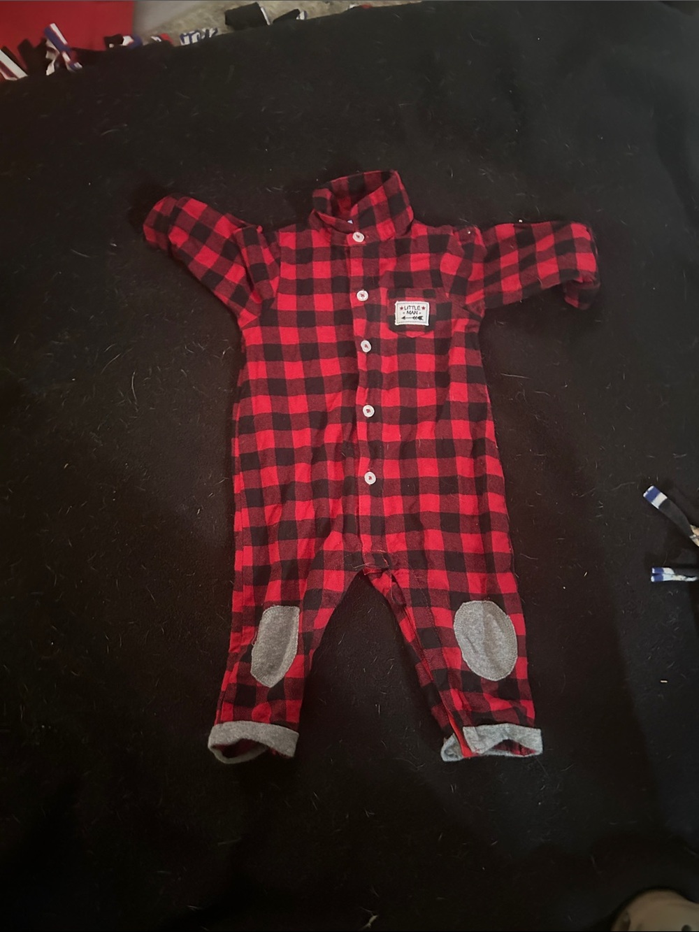 Good Lad Red and Black Buffalo Plaid Footie One-Piece